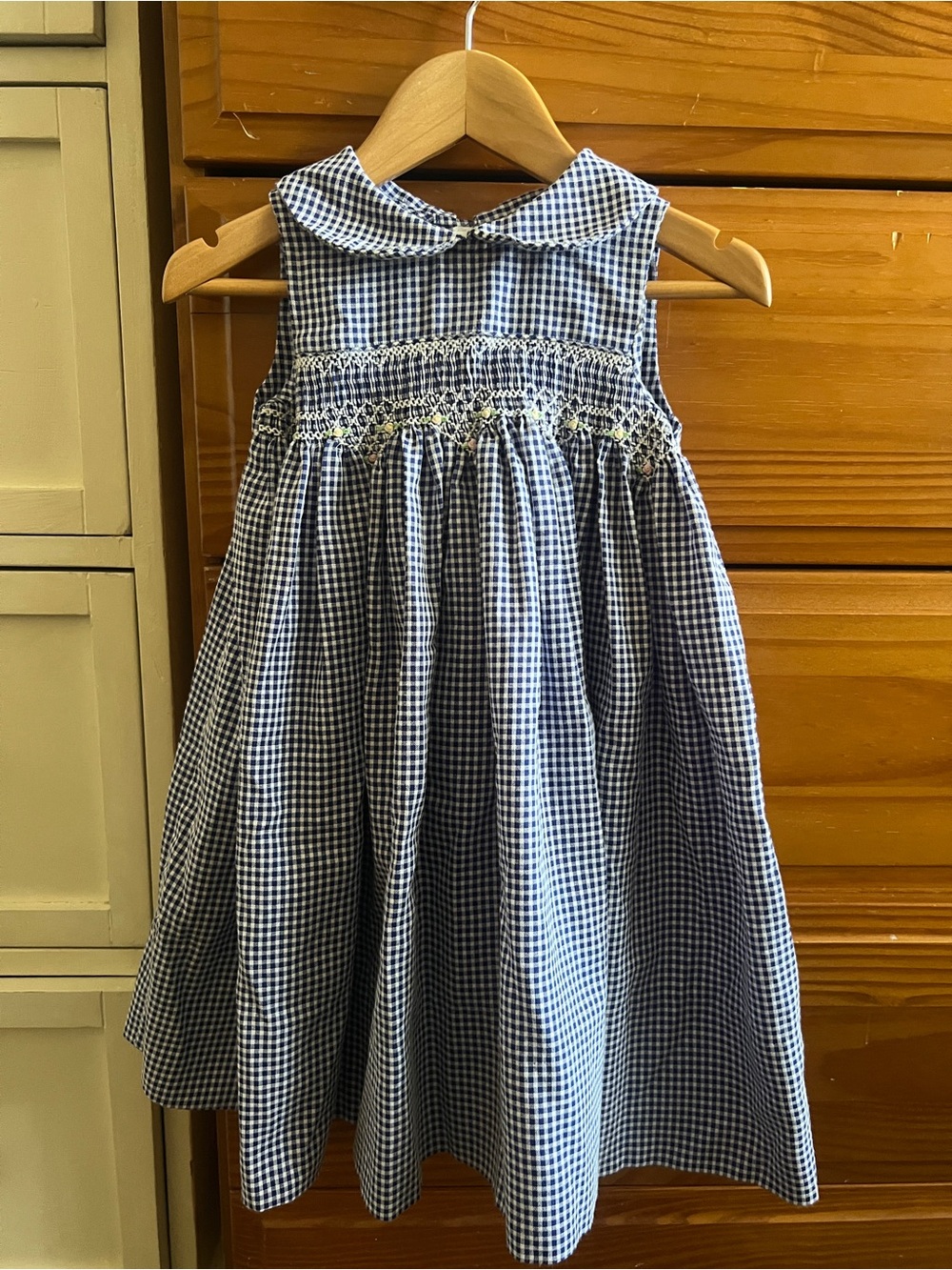 Classic Blue Gingham Smocked Dress